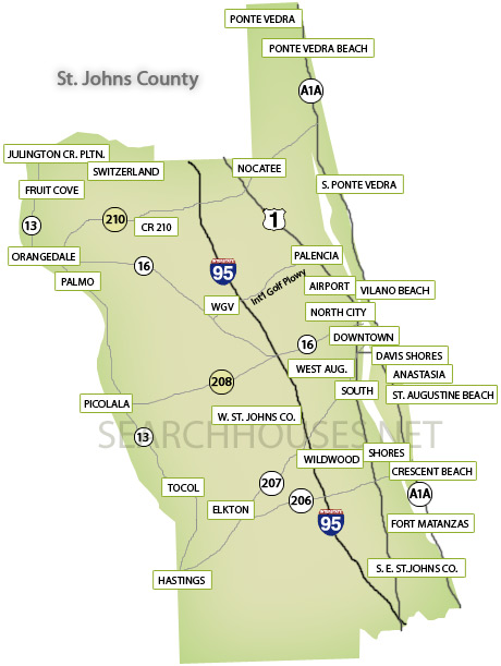 St Johns County District Map Maps Of Northeast Florida | Search Areas By County Maps
